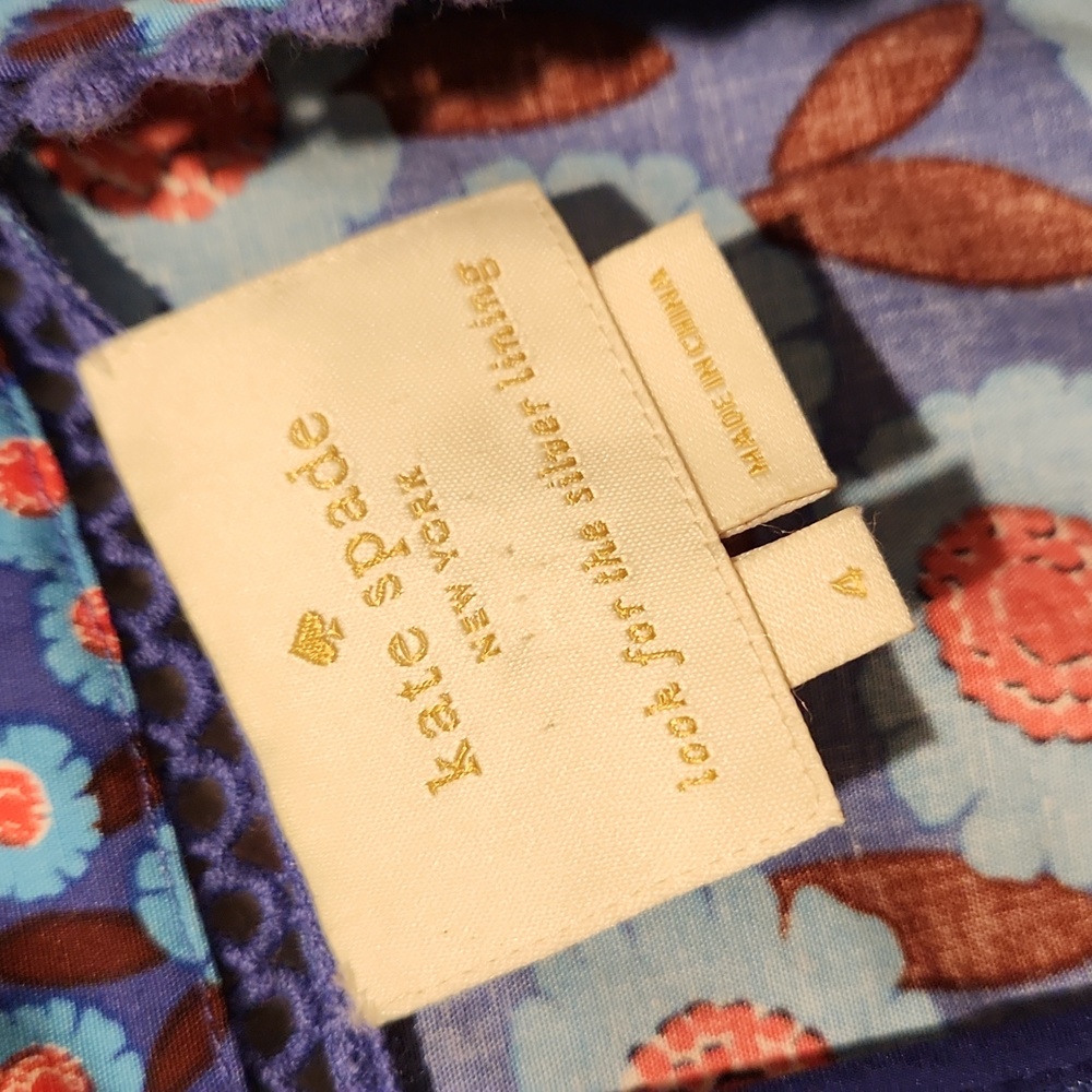 kate spade Blue Mixed Floral Sleeveless Fit-and-Flare Dress - Picture 11 of 16